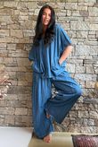 Rustic Nature Linen Blend Pocket Tee Washed Navy